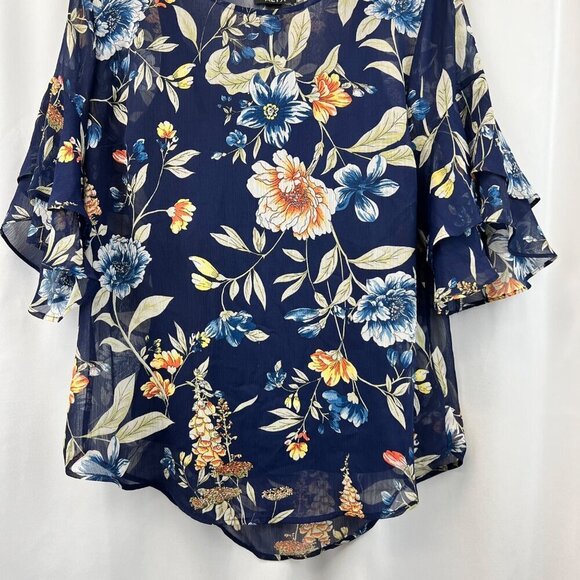 Alyx Womens Floral Two Piece Short Sleeve Top Navy/Multi Size Small - Picture 4 of 8
